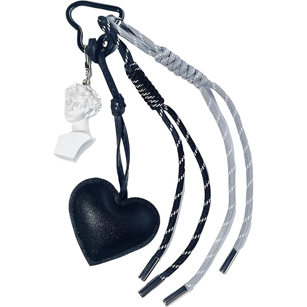 QTMY Heart Beaded Rope Braided Keychain Bag Charms For Handbag Purse