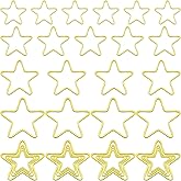 80 Pcs Gold Hollow Star Pendant Open Bezel Connector Soldered Linking Ring Earring Beading Blank Frame Metal Open Bezel Pendants for Resin Crafts Earring Necklace DIY Jewelry Making(4 Size)