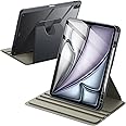 JETech Rotating Case for iPad Air 13-Inch M3/M2 (2025/2024) with Pencil Holder, 360 Degree Rotation Protective Stand Cover Clear Back, Auto Wake/Sleep (Space Gray)