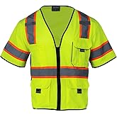 Sicalobo High Visibility Vest with Pockets Zipper for Men Women,Construction Vest with Reflective Strips,Hi Vis Class 3