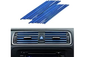 neynavy 20 PCS Car Auto Air Conditioner Vent Outlet Trim Strip, U-Shaped Plating Bright Strip, Auto Interior Moulding Trim Strip Line, Universal Car Air Vent Waterproof Bendable Clip Strip (Blue)