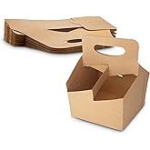 MT Products Kraft 4 Cups Drink Carrier 6.5" x 6.5" x 9" - Disposable Drink Holder (Pack of 30) - Made in the USA