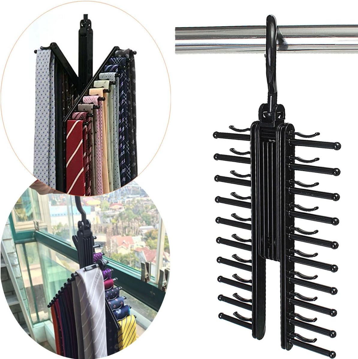 360 Degree Rotatable Adjustable Belt Hanger Tie Rack Scarf Holder