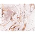 ITNRSIIET Mouse Pad with Stitched Edge Premium Textured Smooth Precise Operation Waterproof Washable Non-Slip Rubber Base Desktop Protection Mat, 10.2×8.3×0.12 inches, Rose Gold Marbling