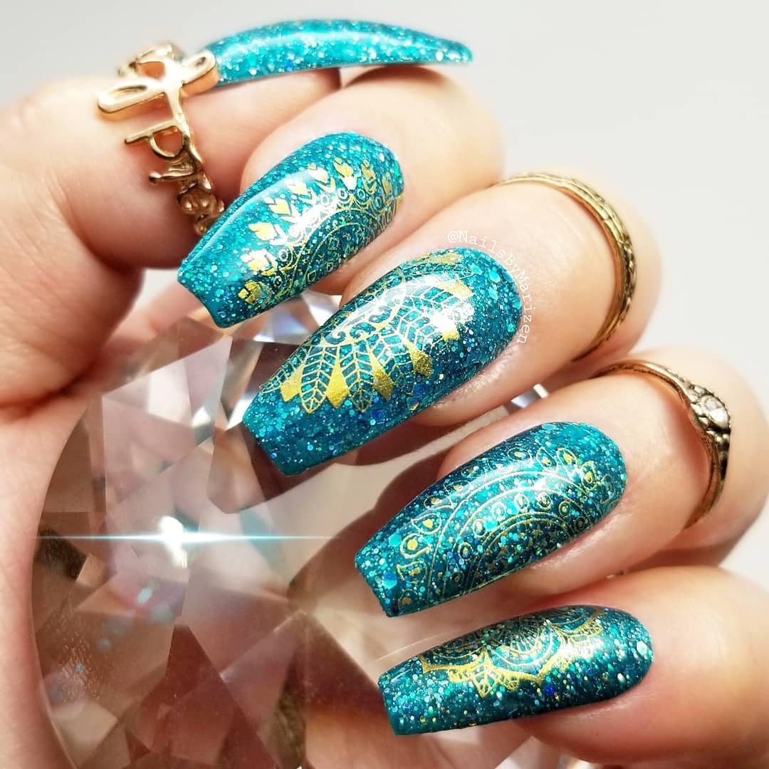 AIMEILI Soak Off UV LED Gel Nail Polish - Diamond Glitter Teal Blue Green (044) 10ml, 10 ml (Pack of 1) - Image 4