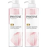 Pantene Sulfate Free Shampoo and Conditioner Set, Rose Water, Soothing and Moisturizing, Infused with Vitamin B5, for all Hair Types, Safe for Color Treated Hair, Pro-V Blend, 17.9 Fl Oz Each, 2 Pack