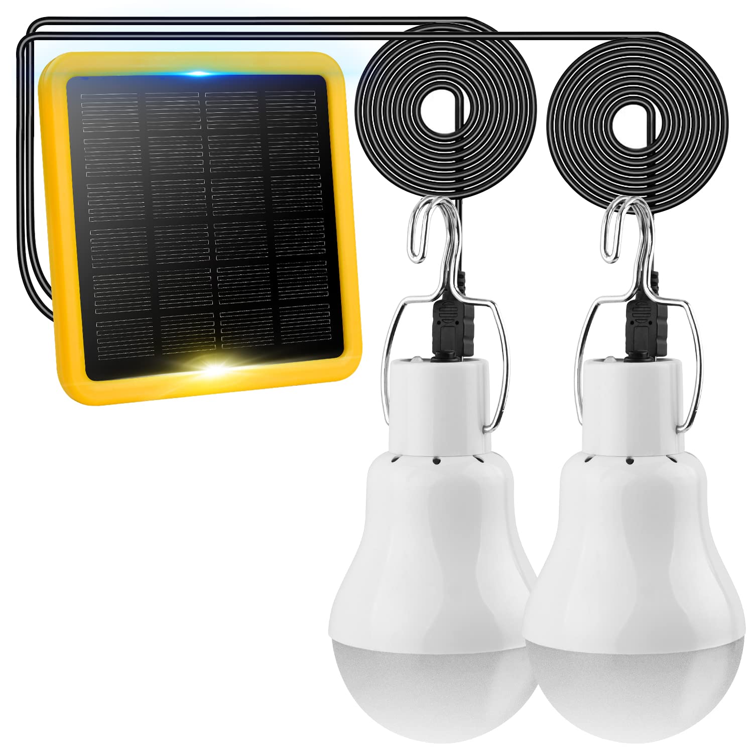 2 Pack Solar Powered Led Shed Light Bulb, TechKen Portable Lantern Lamp with Panel for Indoor Outdoor Kitchen Garden Patio Yard Hiking Camping Tent Fishing (UK3) — image 1