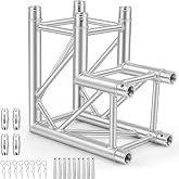 Blulu 1.64 ft Lighting Trussing 2 Way Corner 90 Degree Aluminum Square Truss Light Truss Includes 4 Couplers