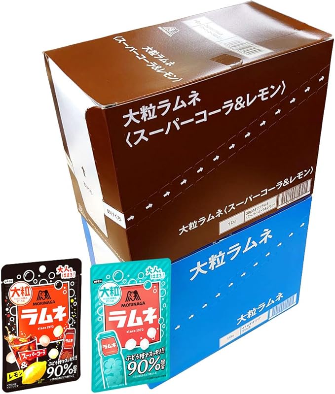Amazon Amazon Co Jp限定 森永 大粒ラムネ Bl ラムネ味 スーパーコーラ レモン味 アソートセット 各10袋入 2箱 ぶどう糖90 森永製菓 駄菓子 通販