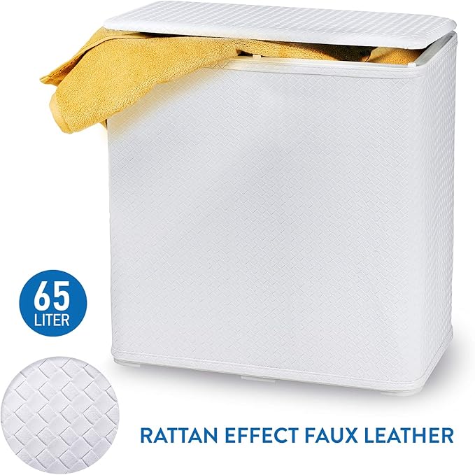 Tatkraft Nord Cesto de Ropa con Tapa, Imitación de Cuero y Robusto