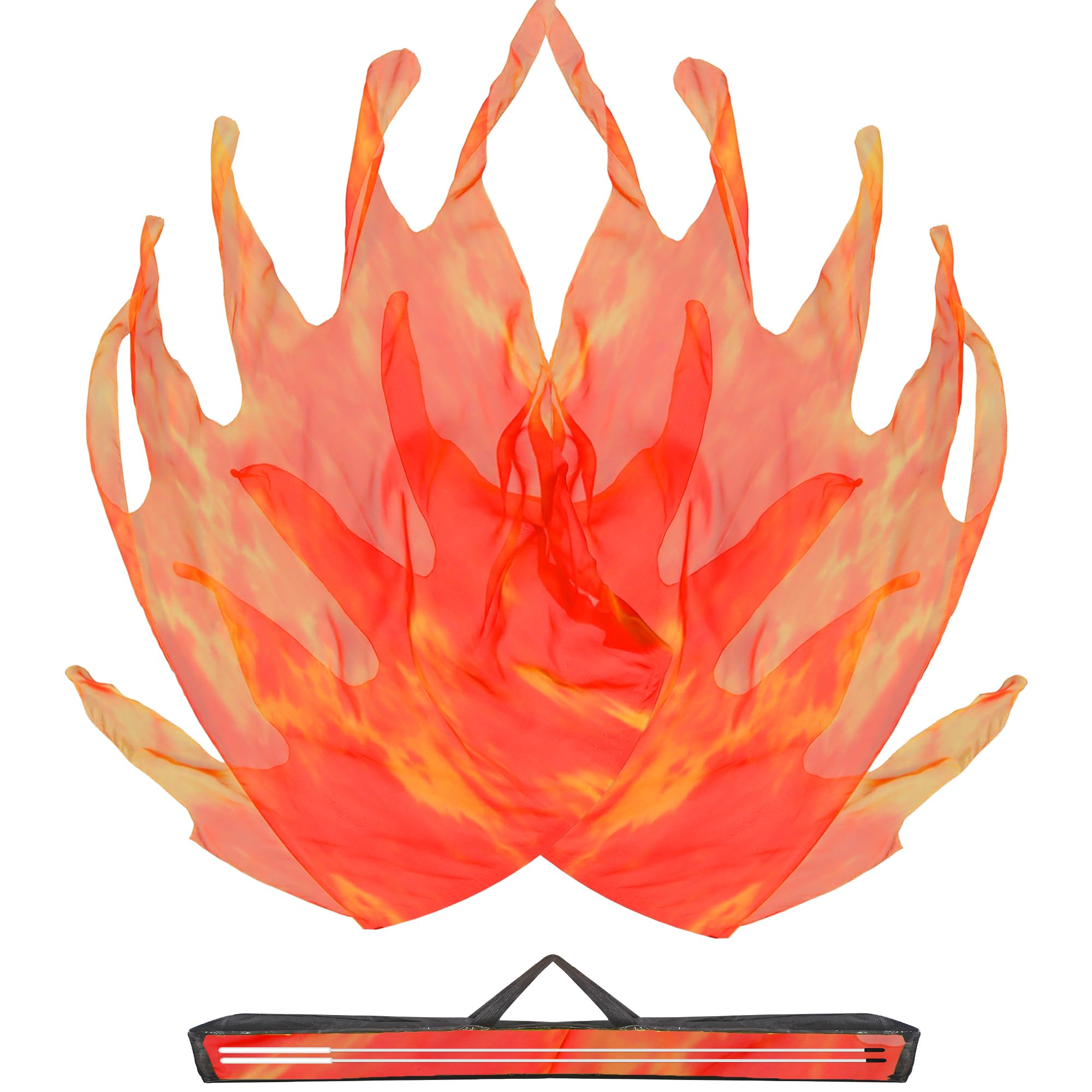 Baisdan 59"x43" Double Layer Consuming Fire Worship Flags, Holy Fire Worship Flags, Praise & Worship Dance Flags for Prophetic Worship, Christian Church Dance (Flexible Rods) Orange-Red