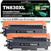 Compatible TN830XL TN830 Toner for Brother Printer DCP-L2640DW HL-L2460DW | Compatible with Brother TN830 XL/V/R Toner for DCP-L2640DW HL-L2405W HL-L2460DW MFC-L2820DW Printer with Chip, 6000 Pages