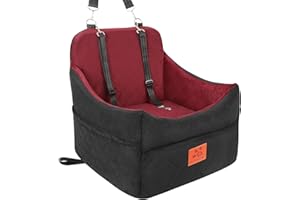 GL GLENSLAVE Dog Car Seat for Small/Medium Dogs, Dog Booster Car Seats with Thick Cushion for Dogs Under 35lbs, Detachable Wa
