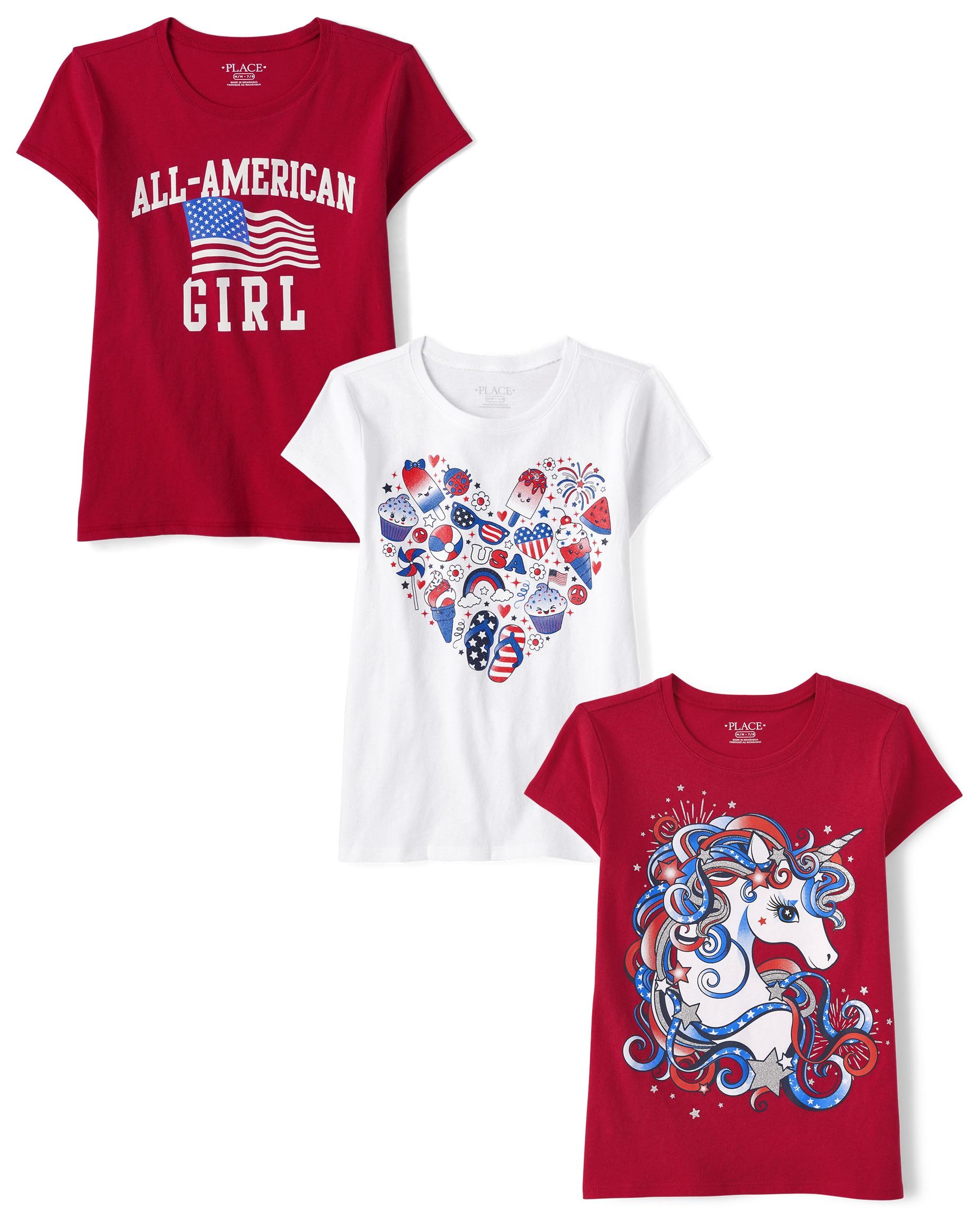 Photo 1 of The Children's Place,Girls,Holidays Short Sleeve Graphic T-Shirts,Multipacks,American Girl 3-Pack,Large