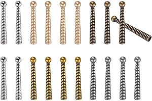 PATIKIL Bolo Tie Tips, 20Pcs 2 Inch Long Alloy Bolo Tie Supplies Replacement Cord End Caps 5mm Diameter for DIY Crafts Clothes Decor, 5 Colors