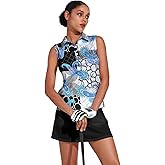 ACEGOLFS Women's Golf Shirts Sleeveless Collared Shirt for Women Quick Dry Button Up Tennis T-Shirt Printed Workout Tank Tops