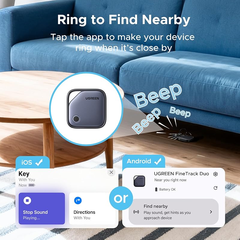 FineTrack Duo Tag avec iOS Find My et Android Find Hub Lot de 4