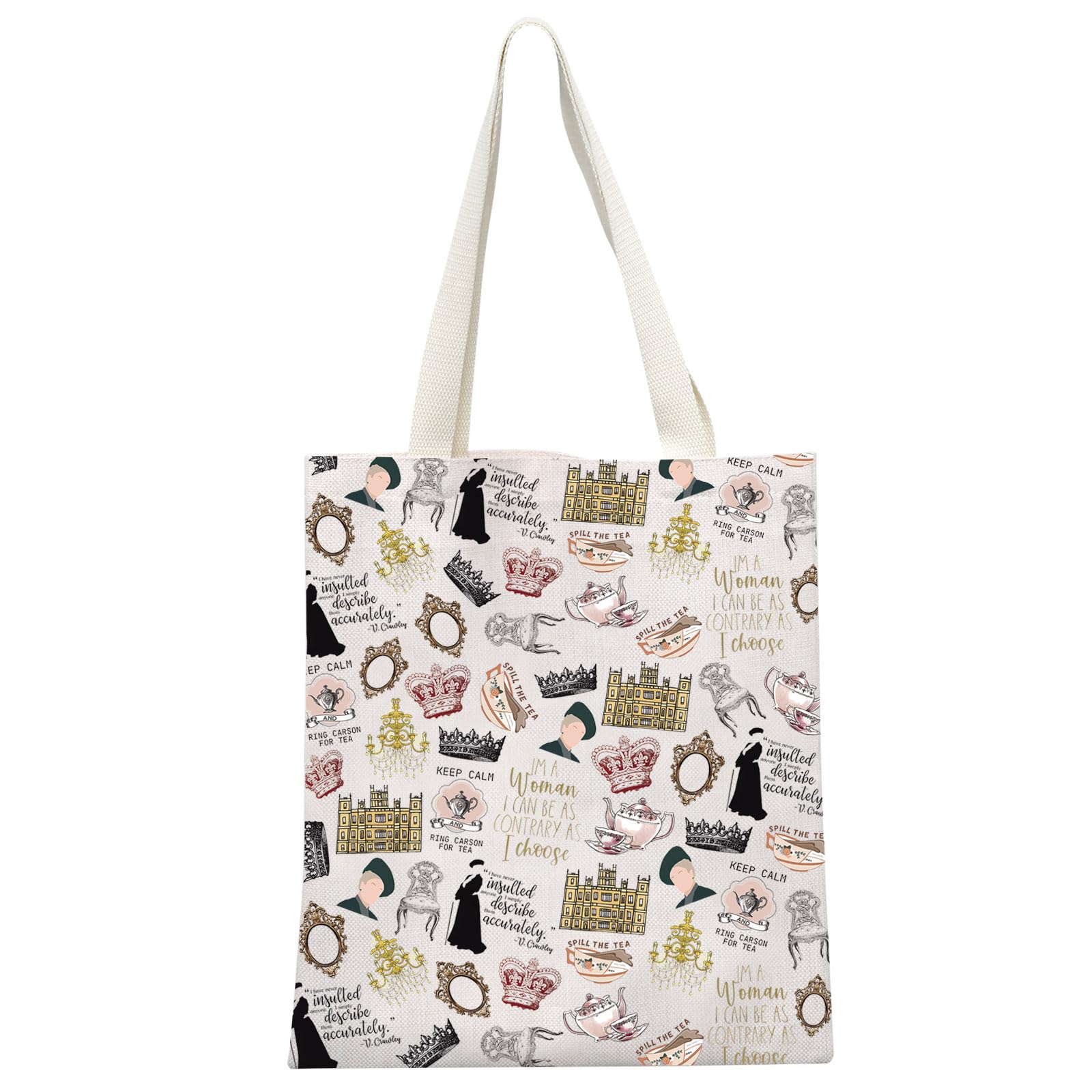 JTOUK TV Show Inspired Gift V. Crawley Quote Inspired Gift TV Show Merchandise Zipper Pouch Makeup Bag for Fans Women Girls (Downton TV Pattern Tote EU)