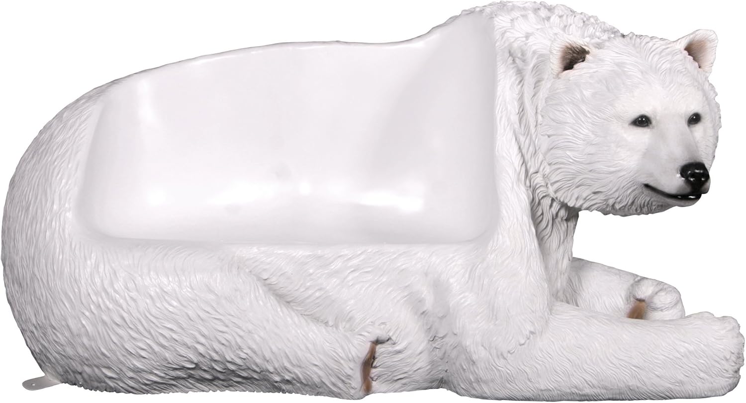 Design Toscano NE1600177 Brawny Polar Bear Bench Sculpture, White