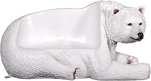 Design Toscano NE1600177 Brawny Polar Bear Bench Sculpture, White