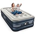 iDOO Luxury Twin Air Mattress with Built in Pump, 18" Raised Comfort Blow up Mattress, Inflatable Mattress for Guests & Home, Air Bed, colchon inflable, Upgraded Four Chamber Technical Airbed
