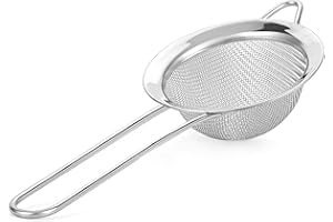 Fine Mesh Strainer - 2.8 Inch Round Sieve - Tea Strainers for Loose Tea, Coffee Strainer, Food Strainer, Juice Strainer, and 