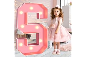Ledido 3FT Marquee Light Up Letters Pink Mosaic Letters Light Up Numbers for Wedding, Large Lighted Marquee Numbers Large Marquee Letters for Baby Shower Party Birthday, Pink Marquee Letter S