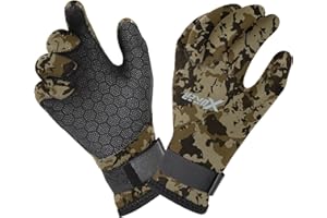 XUKER Neoprene Water Gloves, Winter Fleece-Lined 3mm Five Finger Warm Wetsuit Winter Gloves for Scuba Diving Snorkeling Surfing