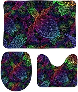 Alfombra de baño PICKIDS con diseño de tortuga marina, mandala boho