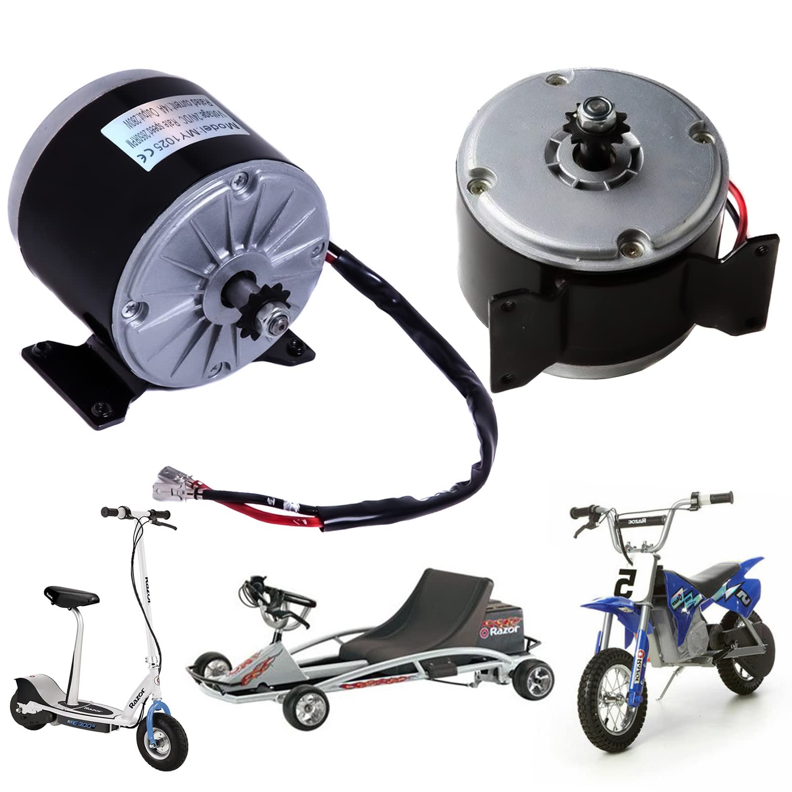 GLENPARTS Starter Motor 24 Volt 250W 280W Electric Scooter Replacement for Razor E300 Motor ST09 Model MY-1016-B