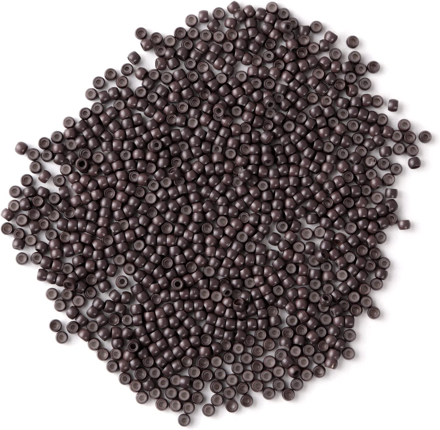 Vlasy Silicone Lined Nano Rings Beads for Nano Tip Hair Extensions Micro Rings Nano Beads (1000PCS, Brown)