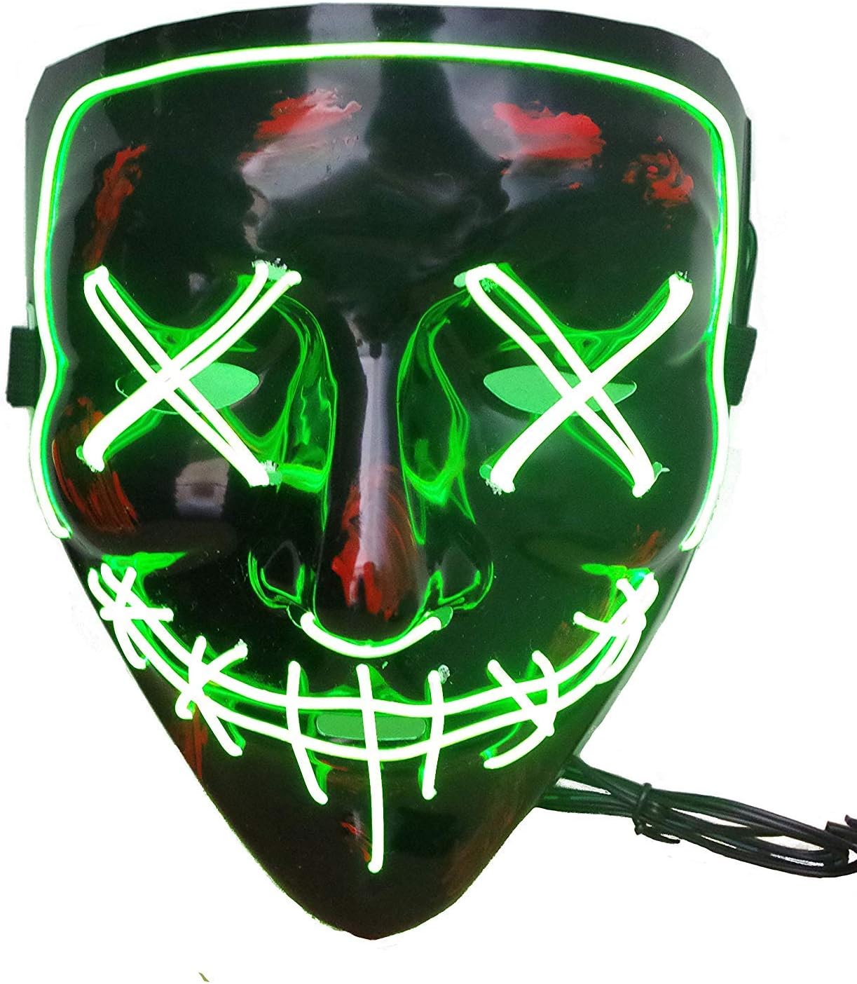 yuailiur Halloween Mask LED Light up Purge Mask for Festival Cosplay Halloween Costume Led Cosplay Mask (Green)