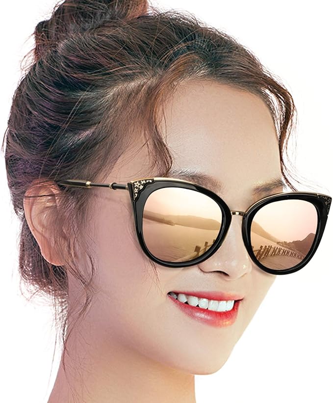 Amazon Tosgad 偏光 サングラス クラシック レディース人気 Uvカット ミラー アイウェア ローズゴールドミラーサングラス サングラス 通販