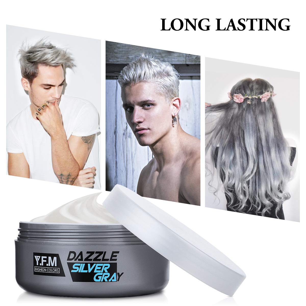 Y F M Sliver Gray Hair Color Cream Hair Wax Silver Grey Silver