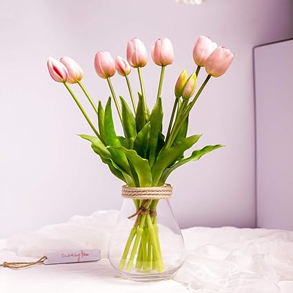 Amazon Willingyou 21新登場 造花 枯れない花 チューリップ 造花 インテリア 大切な人へ感謝の気持ちを伝えるプレゼント 花束 アートフラワー 10本 家 事務所 店 喫茶店 結婚式 パーティーなど様々の応用場所 ピンク 造花 オンライン通販