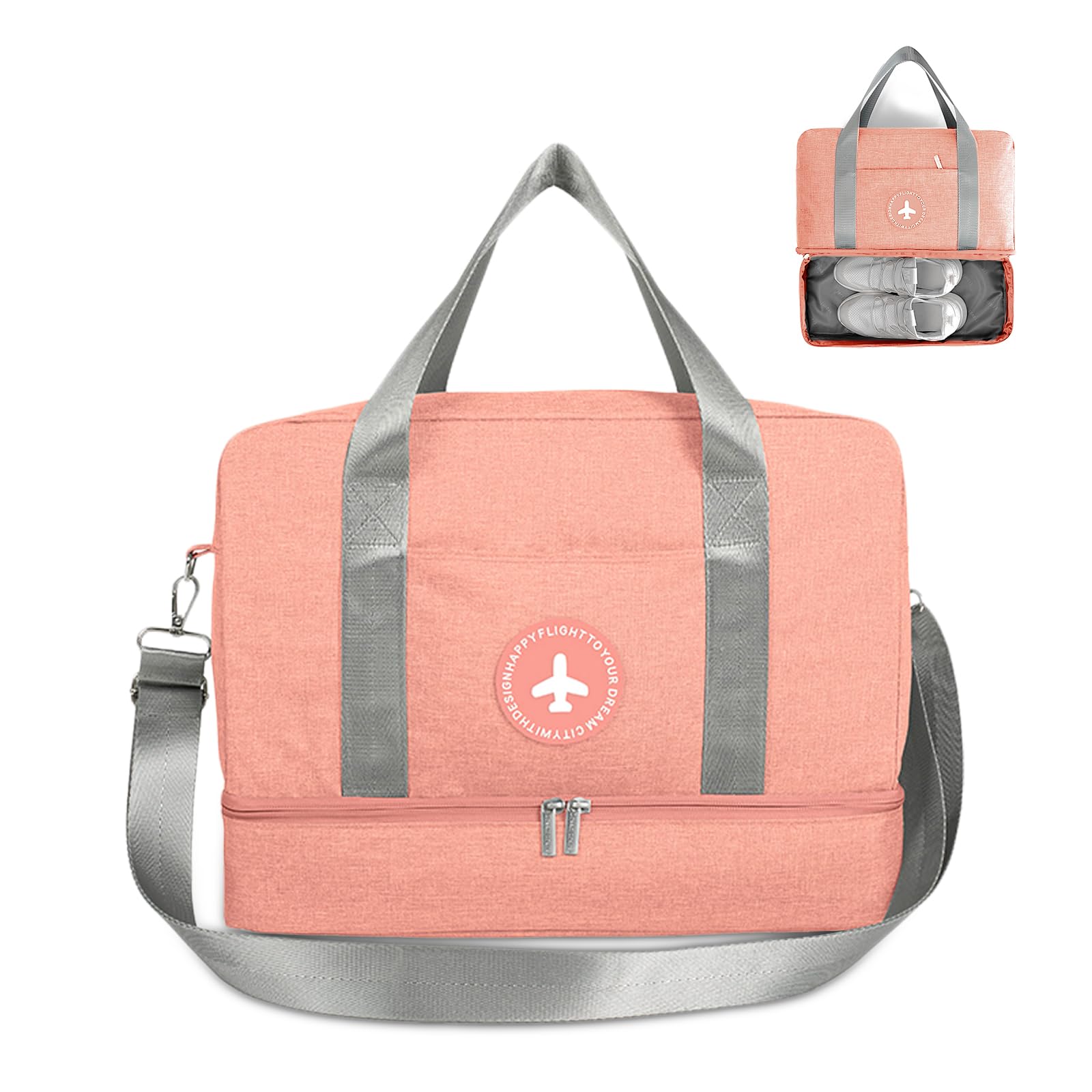 FANDARE Travel Duffel Bag Sports Dance Shoulder Bag Weekend Handbag Waterproof Overnight Bag Lightweight Bag for Men Women Sports Gym Vacation Swimming Workout Hiking Orange A