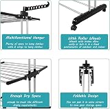 Rainberg 4-Tier Clothes Drying Rack with Wheels, Adjustable Stainless Steel view 3