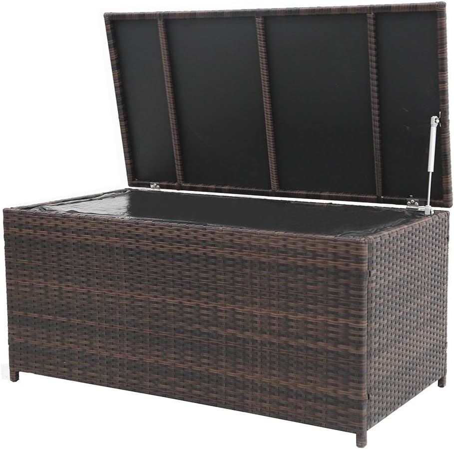 Modern Home Wicker Cove Weatherproof Outdoor Rattan Storage Box w