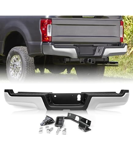 Rear Steel Step Bumper Assembly for 2017-2022 Ford F250 F350 F450 Super Duty with Rear Steel Step Bumper Assembly for 2017-2022 Ford F250 F350 F450 Super Duty with