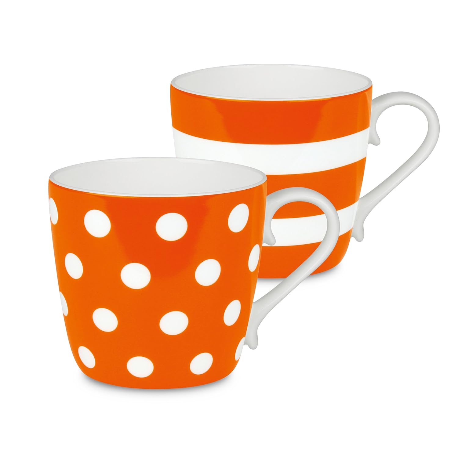 Konitz Orange Dots and Stripes Mugs, Set of 2 Amazon.co.uk Kitchen & Home