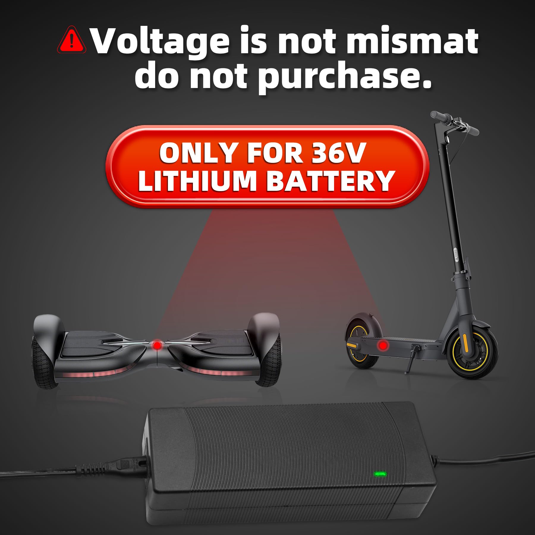 UL Listed 42V 2A Replacement Electric Scooter Charger for 36V Hoverboard Charger with 5 Plugs, Compatible with GOTRAX/ninebot/Jetson/Voyage Scooter Power Adapter