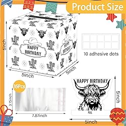 Western Birthday Money Box for Cash, Highland Cow