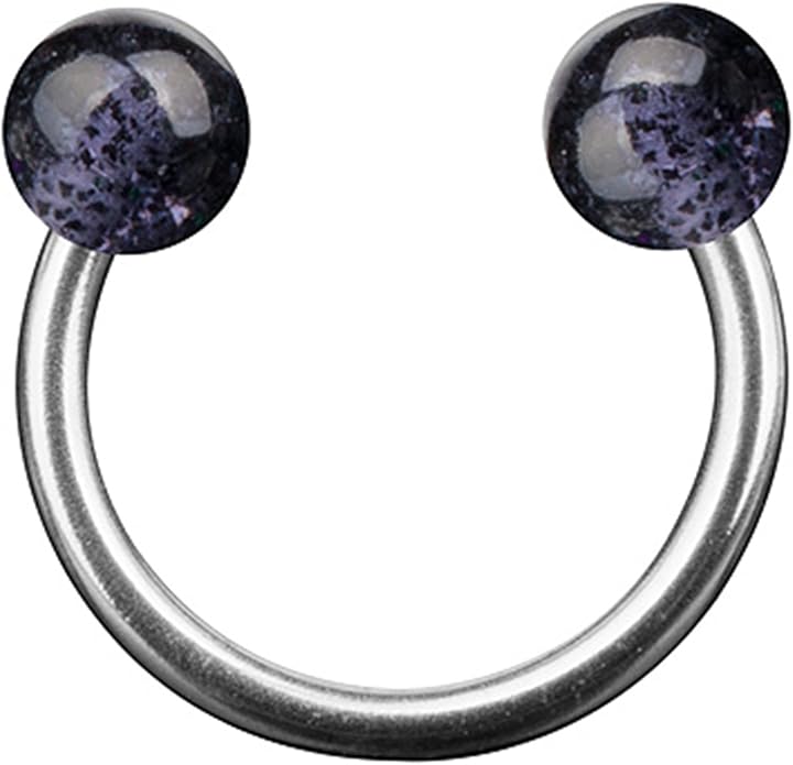 Taffstyle Surgical Steel Horseshoe Piercing with Double Ball Glitter