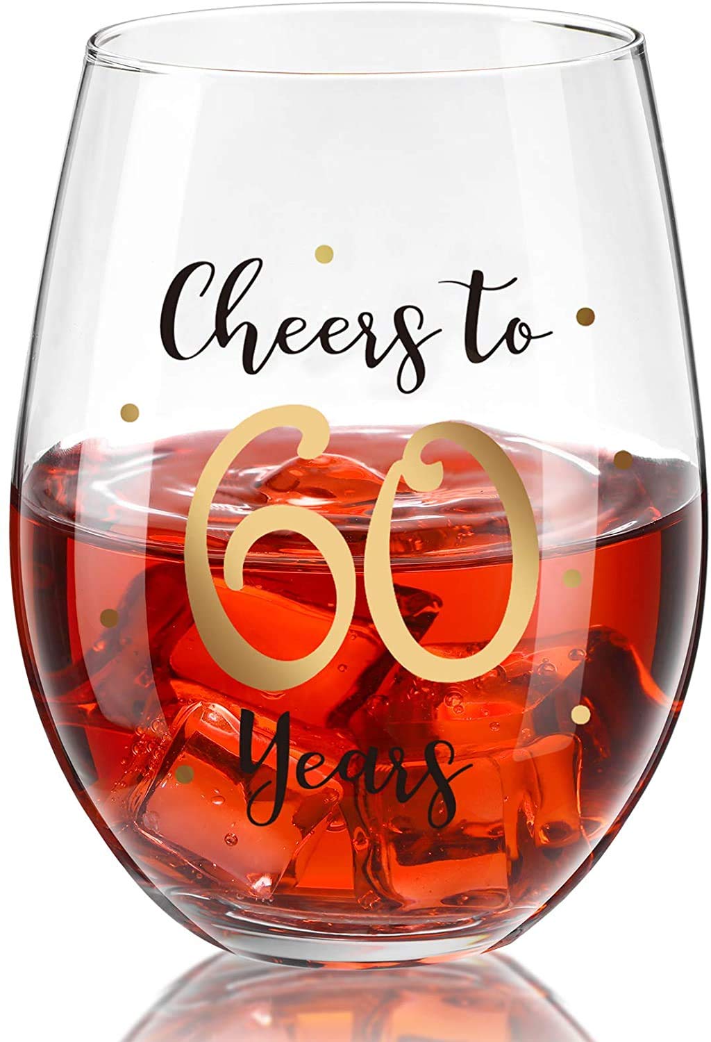 E/A 60th Birthday Gift, Men and Women Cheering Wine Glasses, 60th Birthday Party Wedding Anniversary Decoration Gift, 17 oz stemless