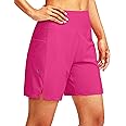 G Gradual Women's 7" Long Swim Board Shorts High Waisted Quick Dry Beach Swimming Shorts for Women with Liner Pockets