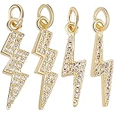 Beebeecraft 12Pcs 2 Styles Lightning Charms Cubic Zirconia Flash Thunder Dangle Pendant Charms for Bracelet Necklace Earrings DIY Jewelry Making