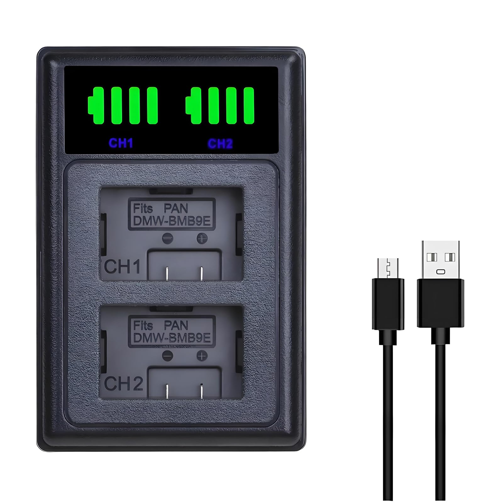 Pickle Power DMW-BMB9 DMW-BMB9E Battery Charger for Panasonic Lumix DC-FZ82, DMC-FZ40, DMC-FZ60, DMC-FZ62 DMC-FZ70, DMC-FZ72, DMC-FZ100, DMC-FZ150, DMC-FZ45 FZ48 FZ80 FZ85