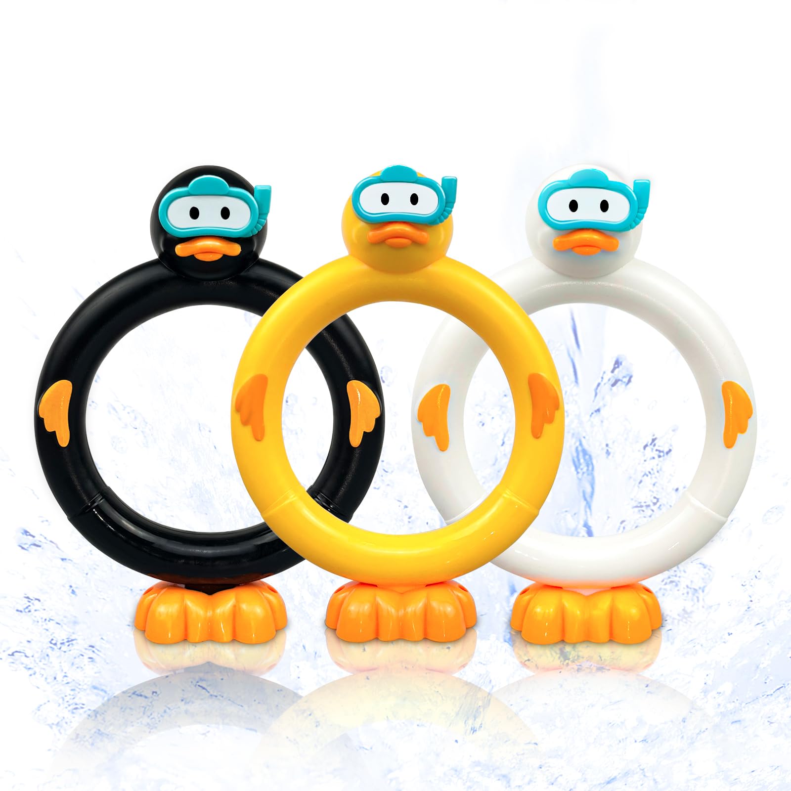 zeeloopbee Dive Rings Swimming Pool Toys for Kids Toddlers, 3Pcs Duck Diving Rings for Training Confidence Building Underwater Fun, Sinkies for kids Swimming Dive Pool Toys Games for Kids 7-12