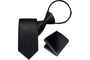 A&J DESIGN Kids Tie and Pocket Square Set Boys Zipper Adjustable Necktie 4-14 Years