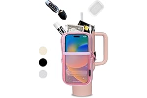 FORZAROCKET Water Bottle Pouch for Stanley Cups with 20oz 30oz 40oz Stanley Quencher Adventure & Stanley IceFlow, Gym Accessories for Women Tumbler Pouch with Strap & Zipper Cup Purse for Card Keys (Pink, Large)